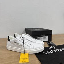 Valentino KARA Leather Sneakers White With Silver Pink Accent Brand New