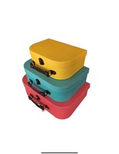 Set of 3 Brights Retro Suitcases Kids Storage Boxes Cases Sass & Belle toys box