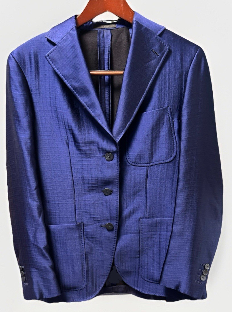 FILA Blazer giacca seta lana blu royal THE ROW taglia 6 Made in Italy stupendo RARO!