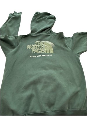 The North Face Men's Green Pullover Hoodie Graphic Logo Hooded Pockets Size S
