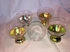 5 Crystal American Sweetheart Sherbet Bowls In 4 Metal Holders