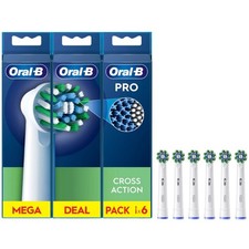 Image of Oral-B Heads Cross Action electric toothbrush tips, white - 6 pieces
