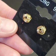 Gold tone over sterling silver knot earrings