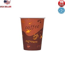 12oz Disposable Paper Coffee Cups Leak Resistant Eco-Friendly Hot Beverages New