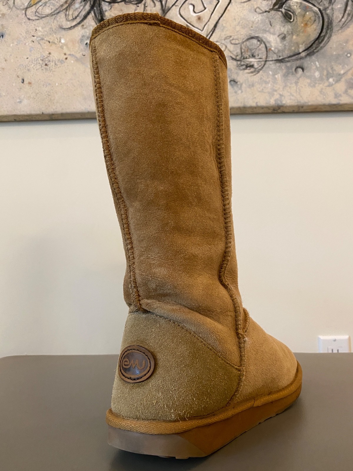 EMU Australia Shearling Lined Mid Calf Boots Size 7  Brown Sheepskin Suede Boots