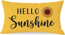 Spring Summer Yellow Throw Pillow Cover 12x20 Inch Hello Sunshine Sunflower