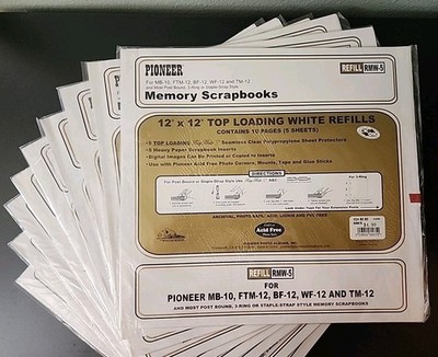 New 9 Packs Pioneer RMW-5 12x12 Top Load Scrapbook White Refill Pages Protectors