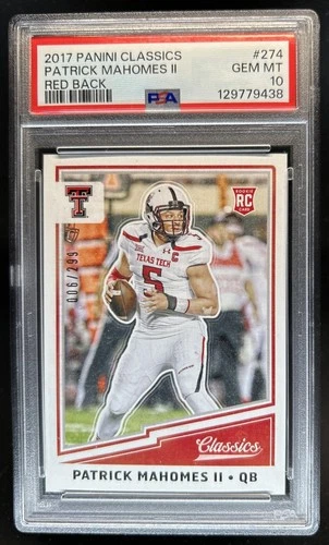 2017 Panini Classics Patrick Mahomes II RC Red Back Rookie #/299 PSA 10