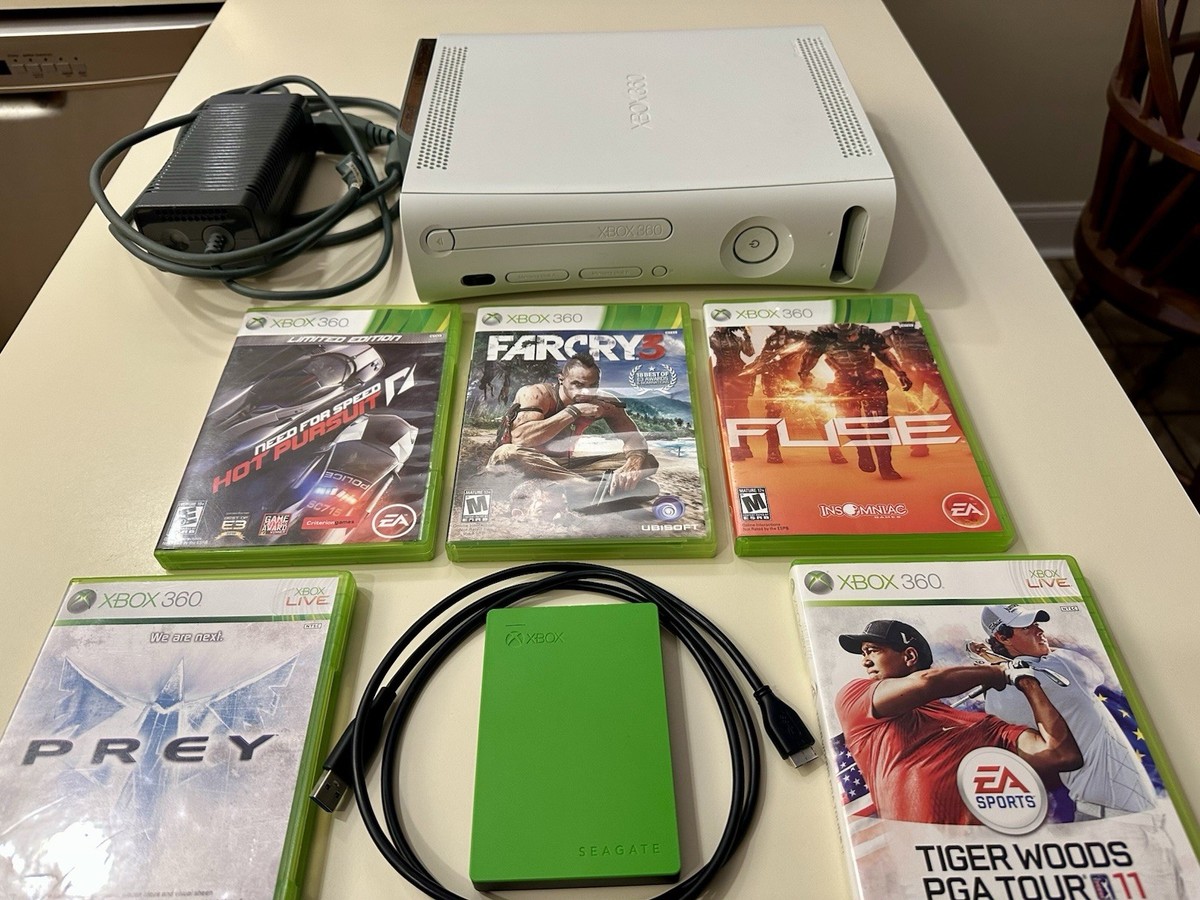 Xbox 360 Console 120GB White Jasper With 5 Games Seagate 2TB