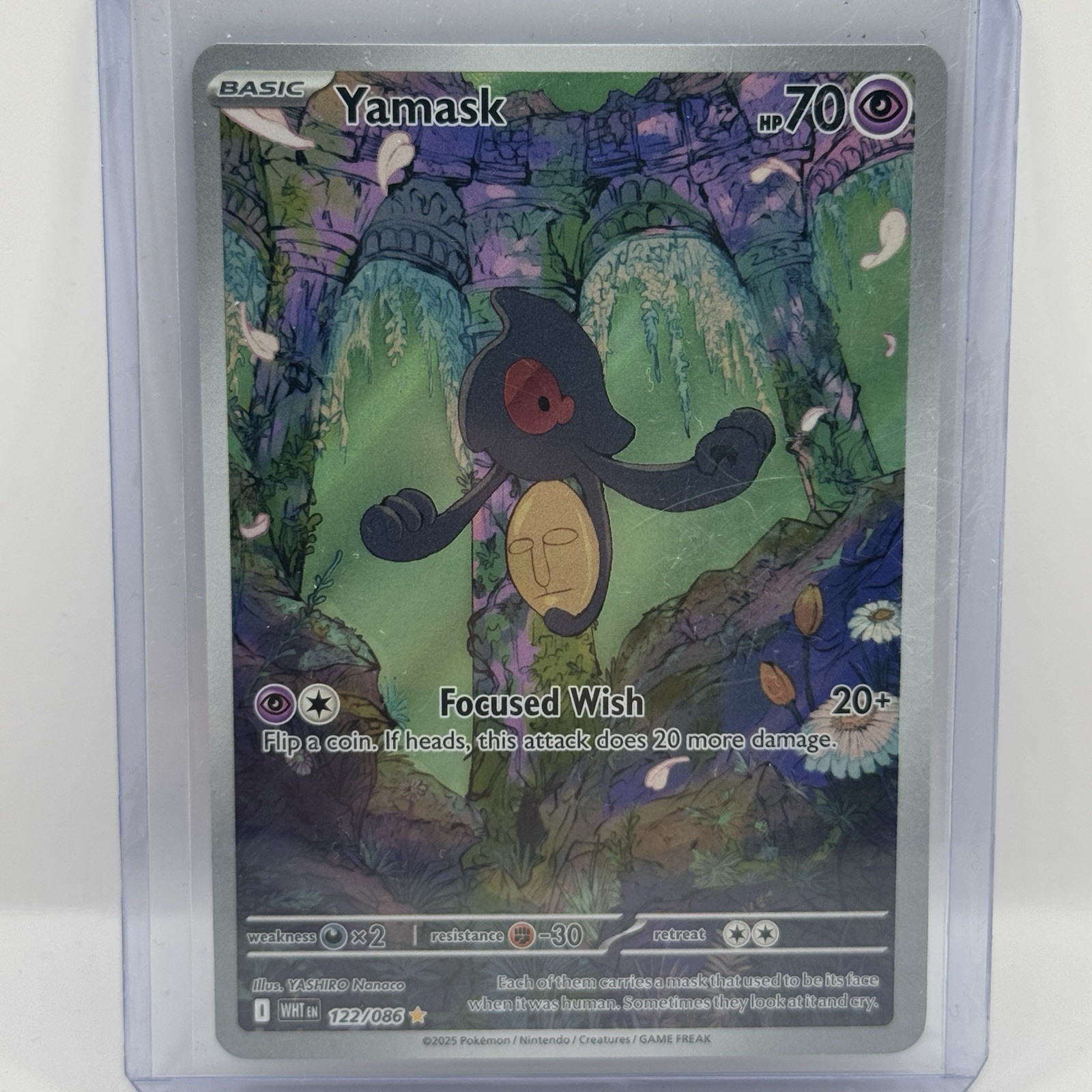 Yamask WHT 122/086 White Flare SV Holo Pokemon Card Near Mint English Ghost
