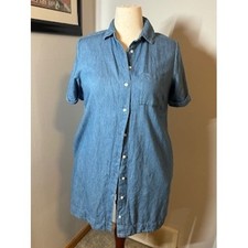 Old Navy Womens Blue Chambray Short Sleeve Button Down Shirt Dress Size S
