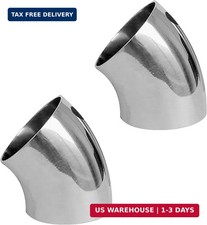 Universal Pack 2 Od 3 Inch 45 Degree Bend Tube Exhaust Elbow Pipe Ss304