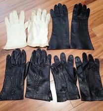 Lot of 4 Pairs of Vintage Ladies Leather Gloves. Small.