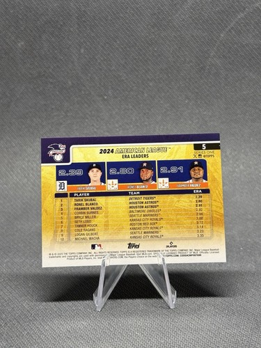 2025 Topps Serie 1 Skubal, Blanco, Valdez ERA Leaders Golden Mirror Variazione - Foto 2 di 2
