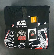 Star Wars Men's Darth Vader Graphic Black Hoodie Size Large New