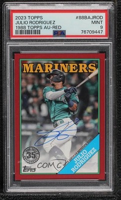 2023 Series 1 1988 Topps Baseball Red 22/25 Julio Rodriguez #88BA-JROD Auto 0u17