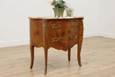 French Bombe Vintage Rosewood Marble Top Chest or Console #55081