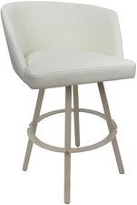 Counter Bar Stool Swivel Metal 26" Seat - Joey - White Vinyl - Beige Frame