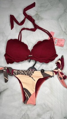 Hunkemöller Bikini Set   Bordeaux / Multicolor   Push-Up 70A