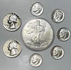 Silver Coin Lot 1999 American Silver Eagle 1962 Proof Quarters(2) 1964 Dimes (5)