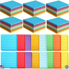 64-Pack Bright Ruled 3x3 Lined Sticky Notes - Self-Adhesive Memo Pads for School