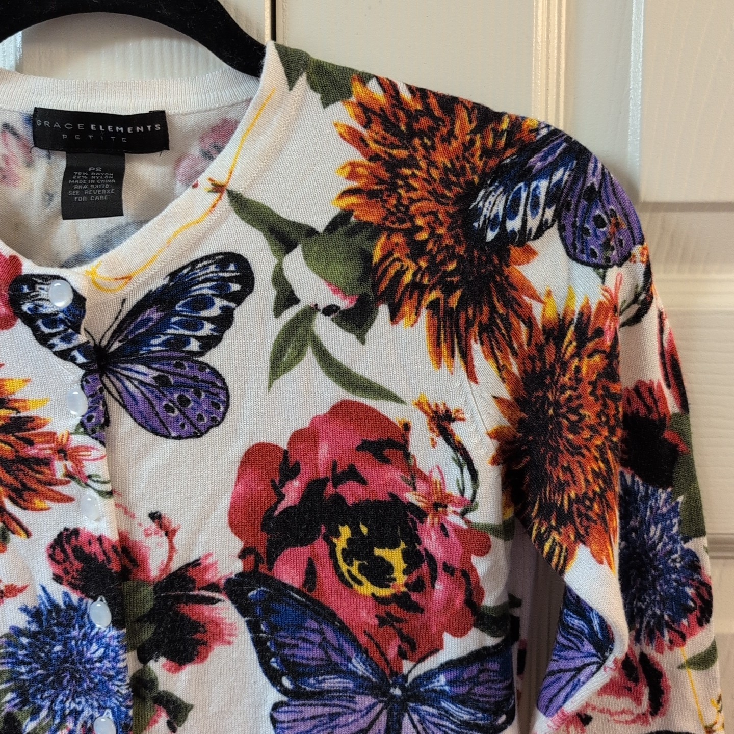 Grace Elements Petite PS White Button Front Cardi… - image 4