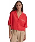 DKNY Women's Top Sz XS Linen Studded Camp Shirt