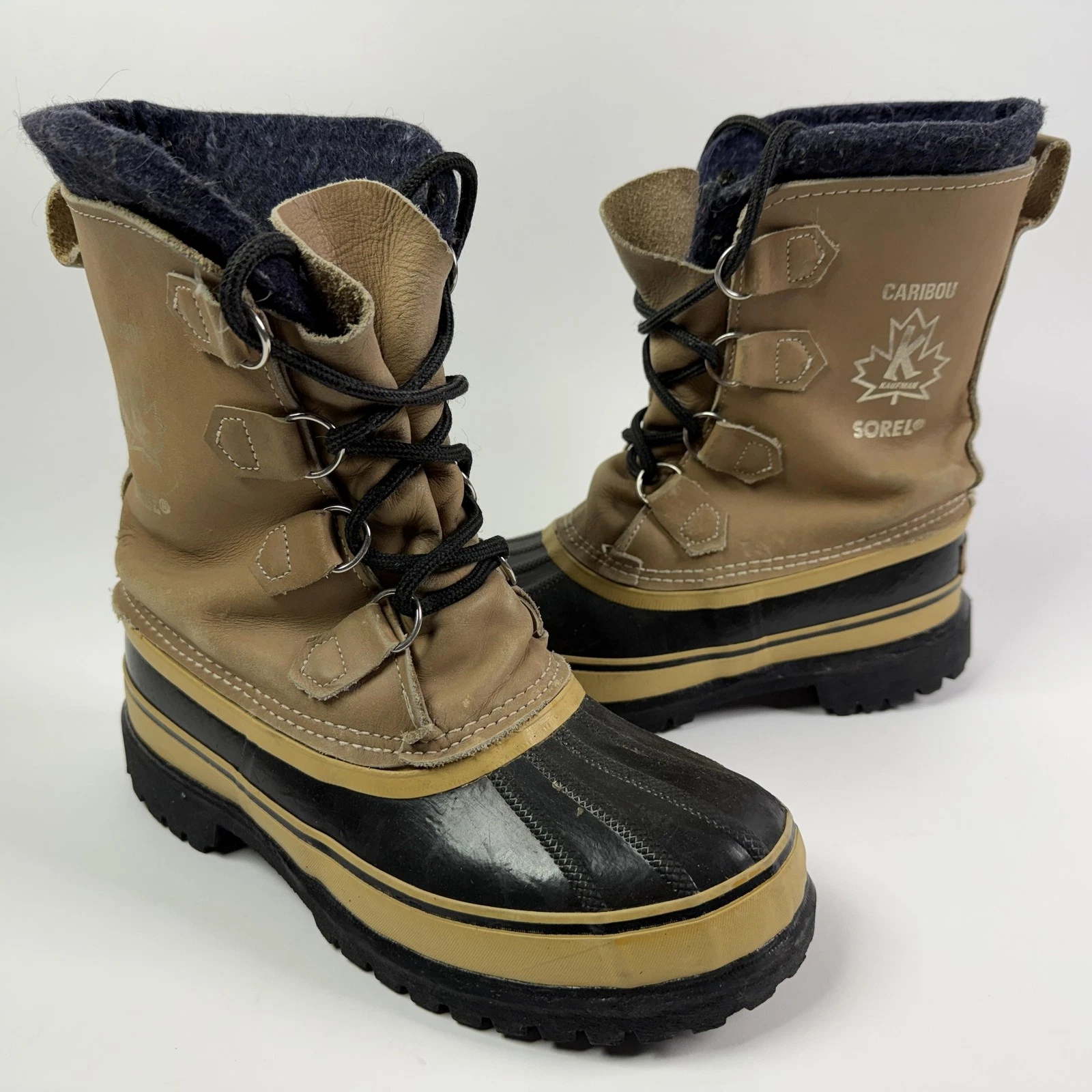 Vintage Sorel Caribou Boots Mens Size 7 Brown Leather Waterproof Insulated Snow