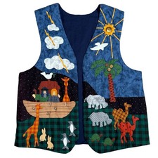 Vintage Noah s Ark Appliqu Quilted Vest Sunday School Fits like Medium