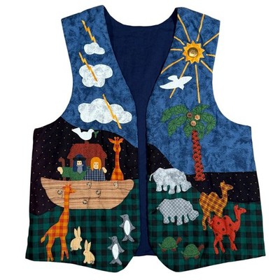 Vintage Noah s Ark Appliqué Quilted Vest Sunday School Fits like Medium