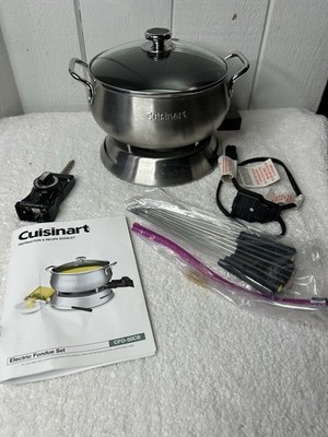 NEW Open Box Cuisinart CFO-50CB Electric Fondue Set 3 Qt Stainless Steel 8 Forks