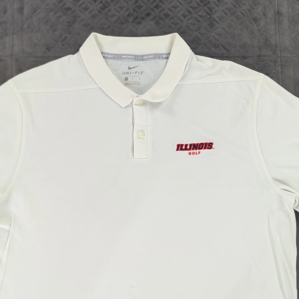Camisa polo de golf Illinois Fighting Illini Nike B1G blanca manga corta para hombre grande Foto 4 de 4