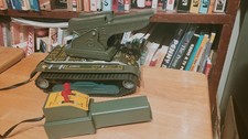 1950s or 60s MODERN TOYS TIN MS-58 BATTERY OPERATED MILITARY ROCKET TANK  IN BOX
