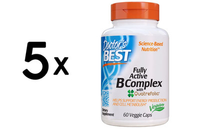 5 x Doctors Best Fully Active B-Complex with Quatrefolic - 60 (433,30 EUR/kg)