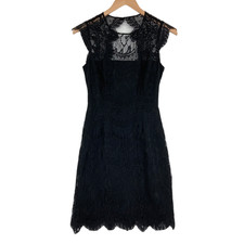 BB Dakota Women's Black Lace Floral Sleeveless Back Zipper A-Line Dress Size 2