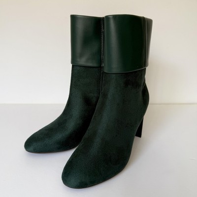 Alfani Boots Womens Size 6M Green Ankle Foldover Cuff Block Heel Zip AJOJ0F
