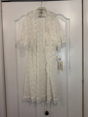 NWT $58 In Bloom By Jonquil Bridal Lace Robe White Small Wedding Ruffles Tie