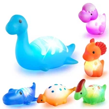 Bath Toys for Toddlers 1-3: 6 Packs Light-Up Floating Dinosaur Baby Toddler