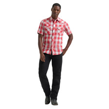 112378929 Wrangler Men's Retro Short Sleeve Modern Fit Snap Shirt - Cherry NEW