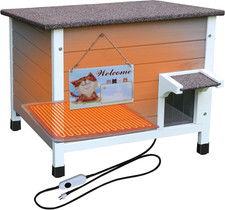 Heated Cat House for outside with Heating Pad, 100 Insulated Outdoor Cat Houses