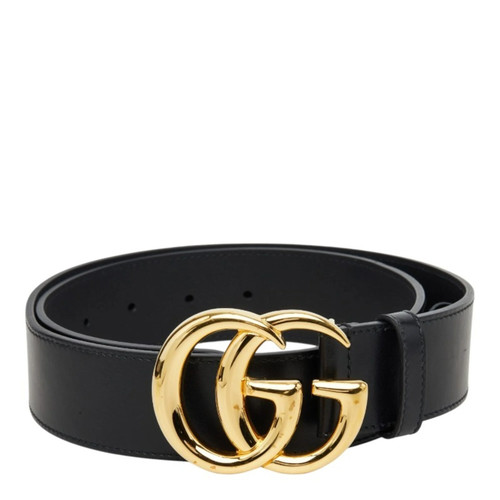 Gucci GG Marmont Double G Shiny Buckle Wide Belt 406831 Gold Black... GZl1lk8l