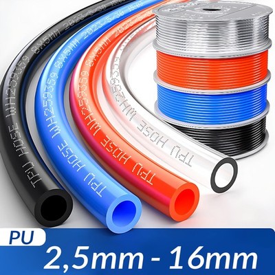 Hochwertiger Pneumatikschlauch PU Polyurethan 2,5mm 4mm 6mm - 16mm viele Farben