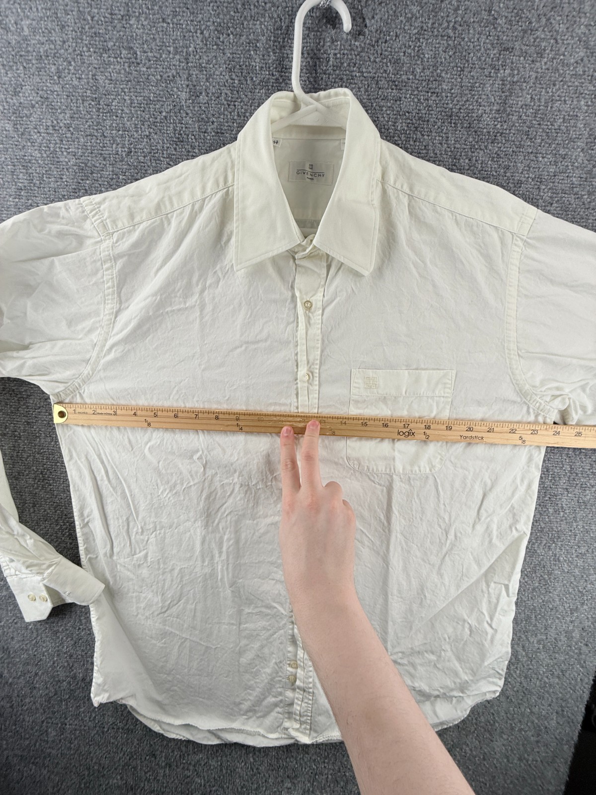 Givenchy Cotton Italy 17 White Solid Button Up Lo… - image 11
