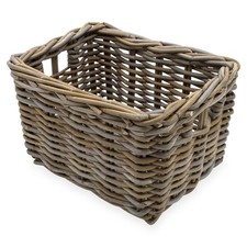 Weide Aufbewahrungs Korb grau - 34 x 24 cm - Rattan Regal Organizer Holz Kiste