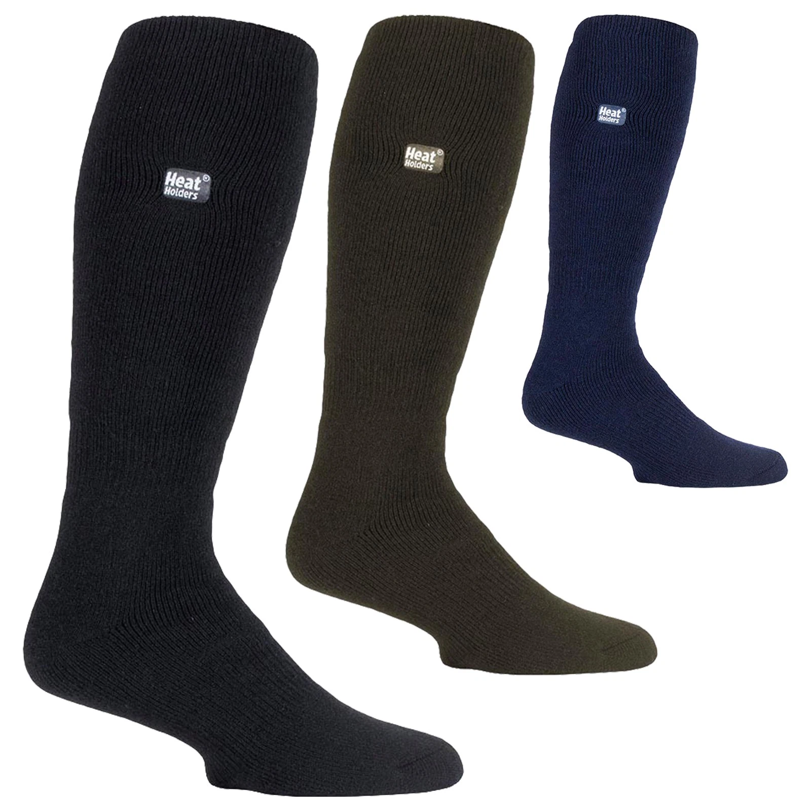 Mens Long Thermal Socks by Heat Holders Lite , Knee High Fluffy Inner Socks