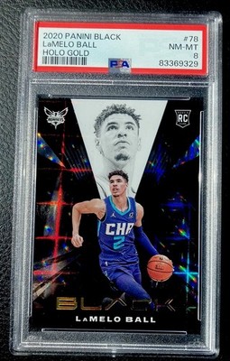 Lamelo Ball 2020 Panini Black Holo Gold Rookie RC #1/5 PSA 8 NM-MT Hornets