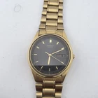 Seiko Quartz 7N43-7A50 Gold Tone Day Date Watch Black Dial Untested Parts Repair