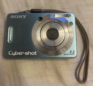Sony Cybershot DSC-W55 Blue With Battery No Memory Card TESTED WORKING Some Wear
