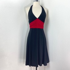 iz Buyer Black Halter Cocktail Dress Medium Red Ruched Waist Dance Party Clubbin