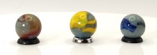 3pk Peltier Rainbo Marbles Grey Base Orange Blue Red NM- to NM